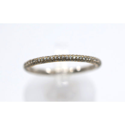 18K Two Tone Diamond Wedding Eternity Thin Band Ring