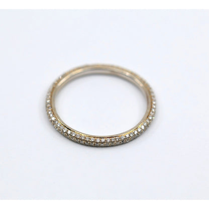 18K Two Tone Diamond Wedding Eternity Thin Band Ring