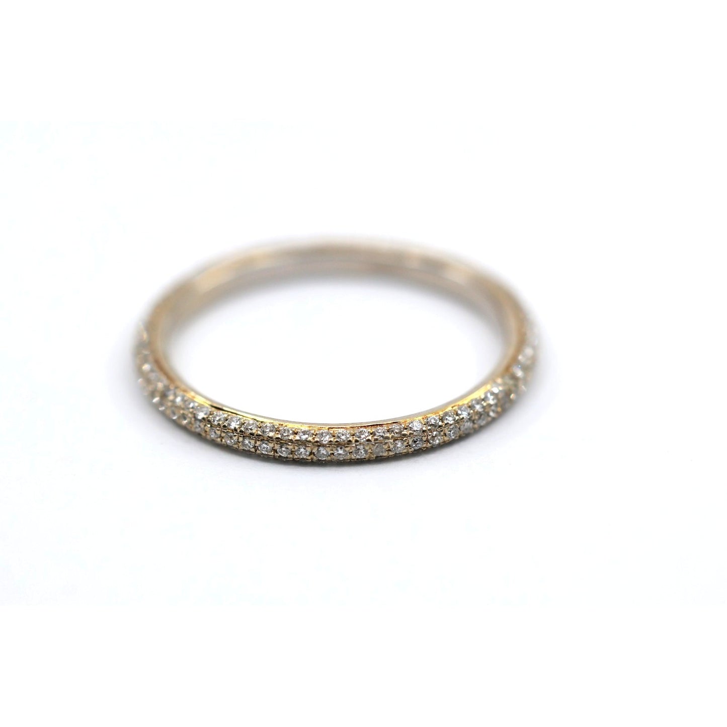 18K Two Tone Diamond Wedding Eternity Thin Band Ring
