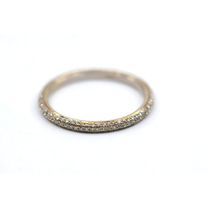 18K Two Tone Diamond Wedding Eternity Thin Band Ring