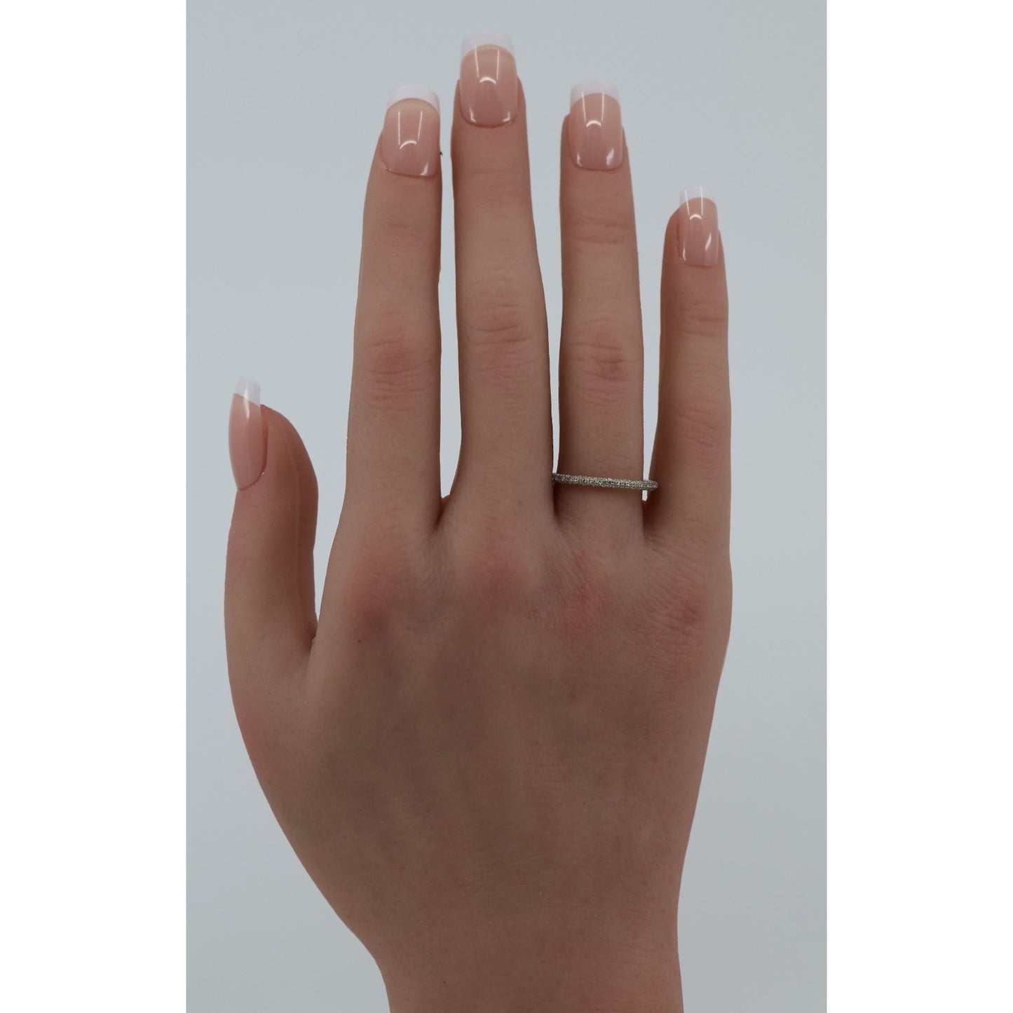 18K Two Tone Diamond Wedding Eternity Thin Band Ring