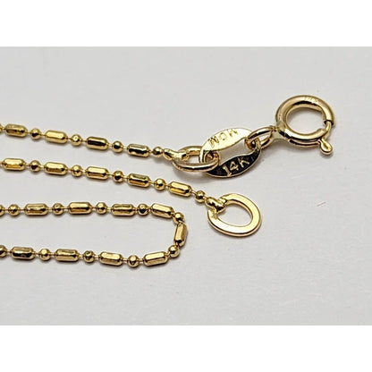 14K Yellow Gold Bead Ball Link Chain Necklace