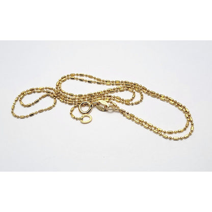 14K Yellow Gold Bead Ball Link Chain Necklace