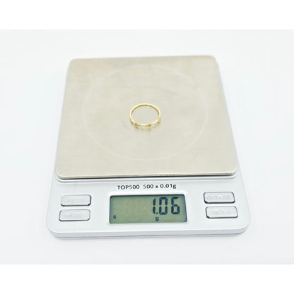 18K Yellow Gold Floral Flower CZ Ring