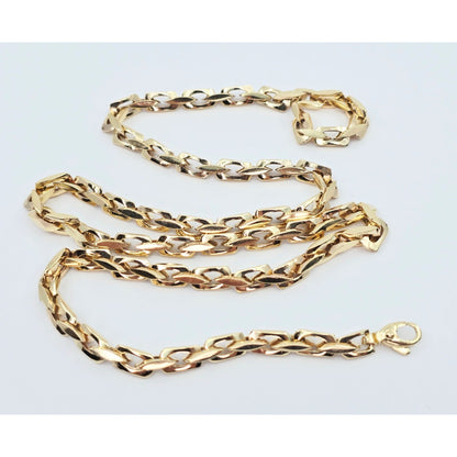 Fancy 14K Yellow Gold Custom Link Chain Necklace