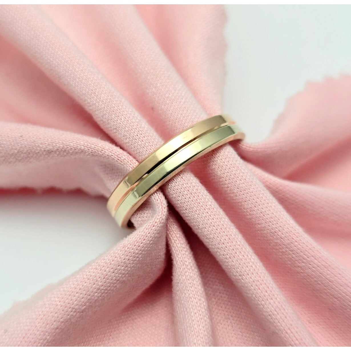 14K Two Tone Gold Wedding Ring Band