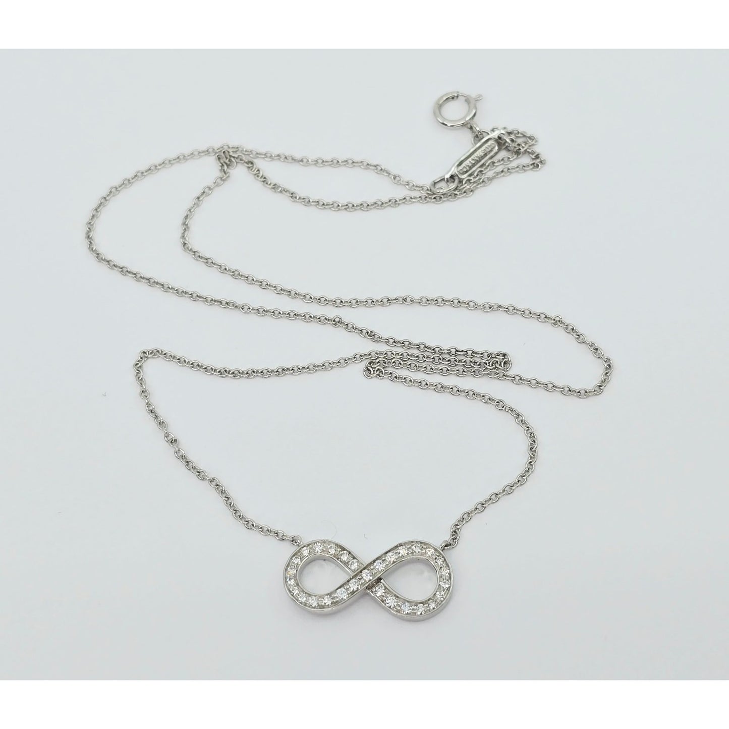 Tiffany & Co Platinum Diamond Forever Infinity Link Chain Necklace