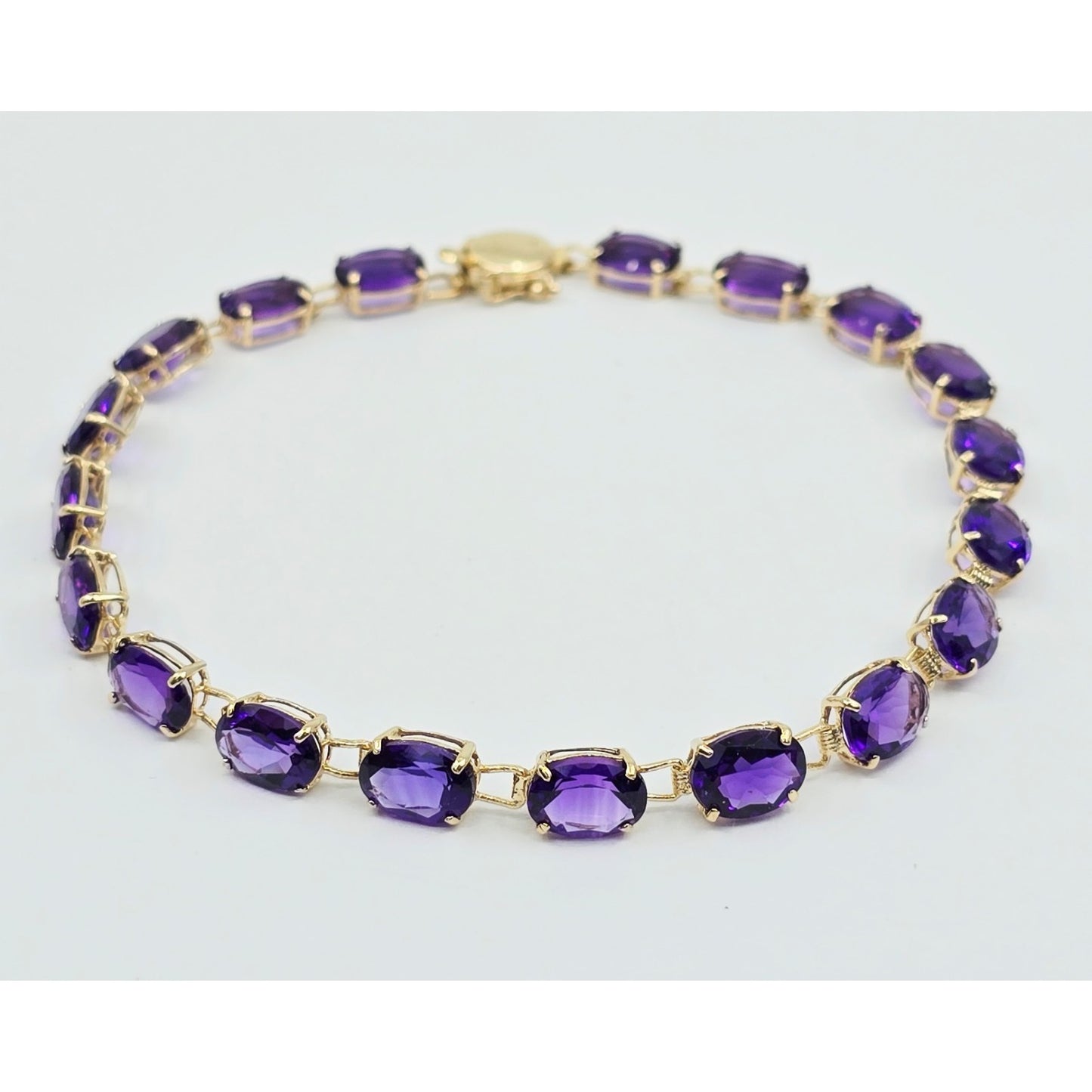 14K Yellow Gold Amethyst Tennis Link Bracelet