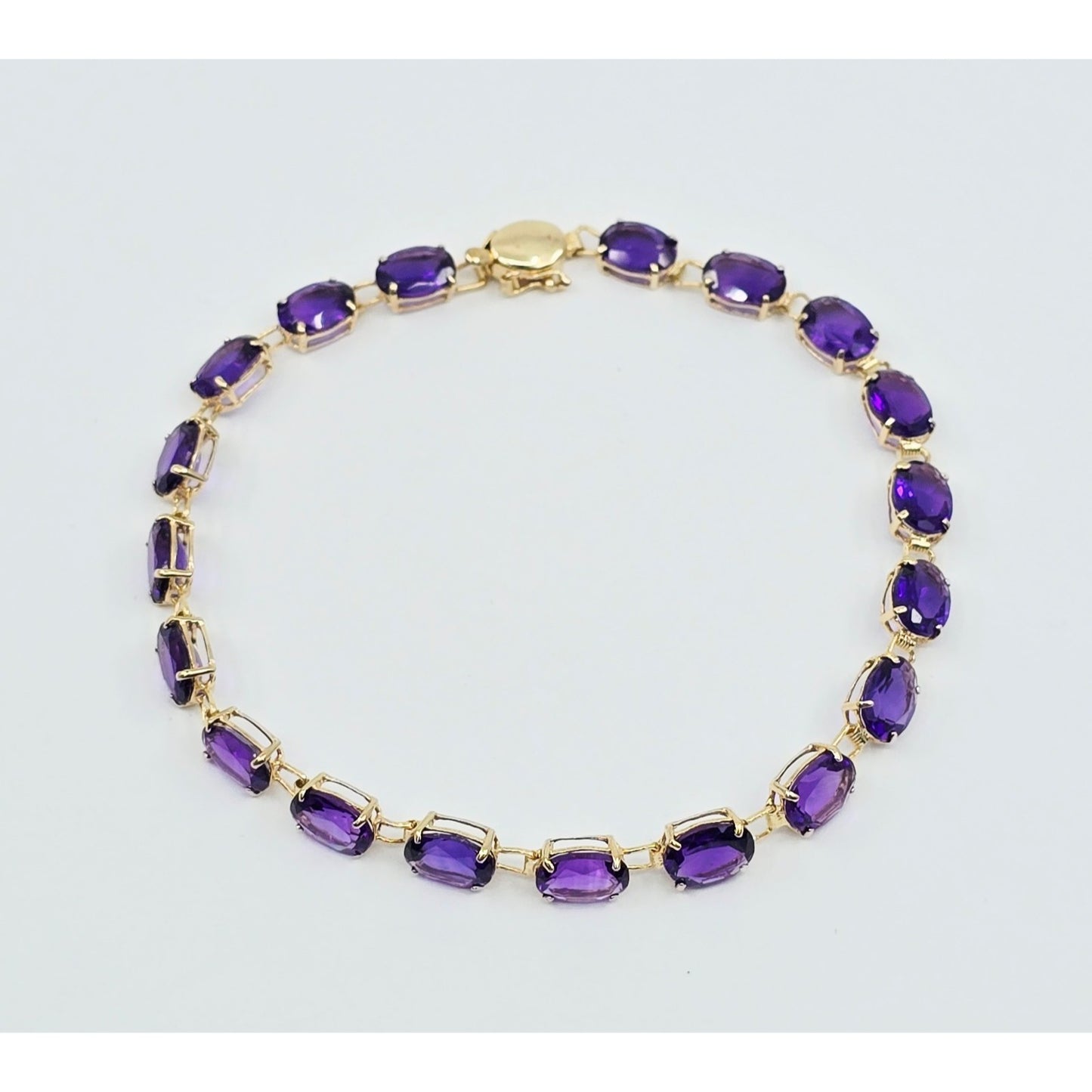 14K Yellow Gold Amethyst Tennis Link Bracelet