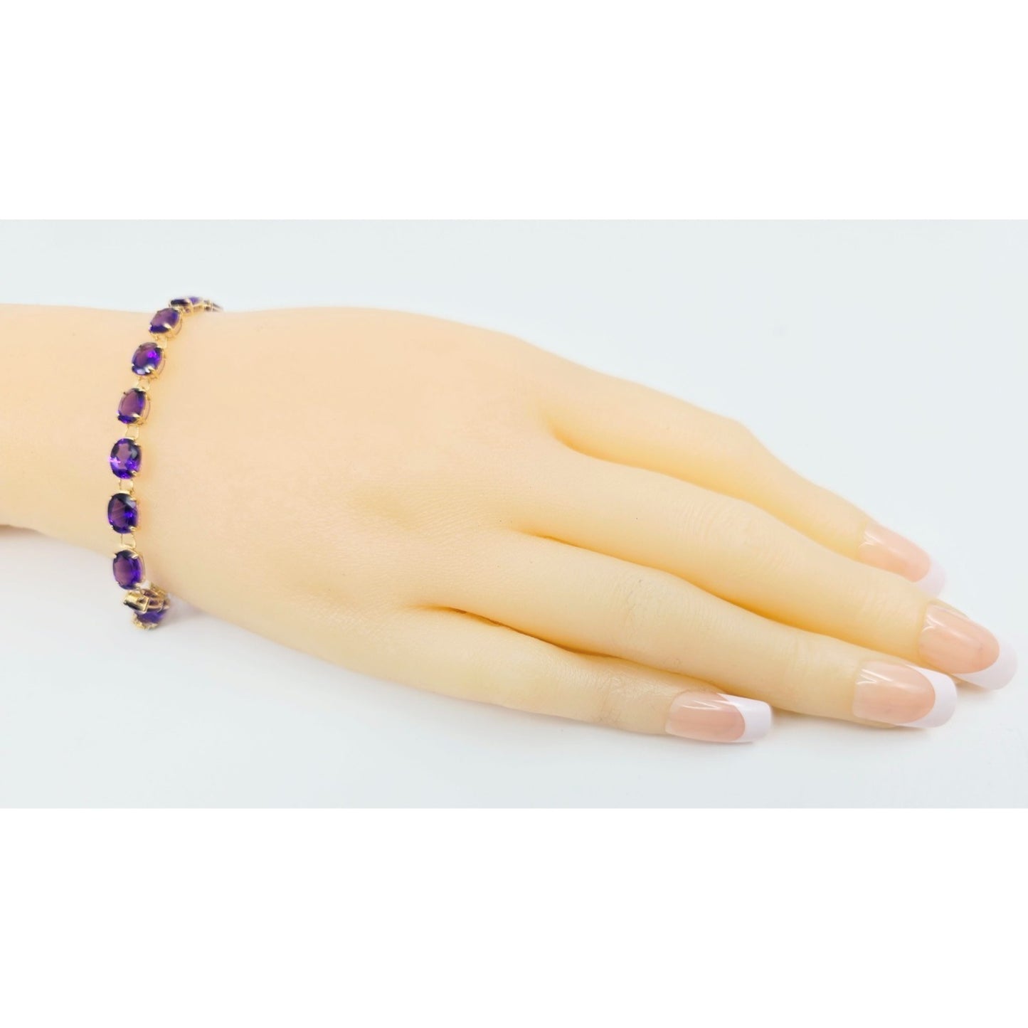 14K Yellow Gold Amethyst Tennis Link Bracelet