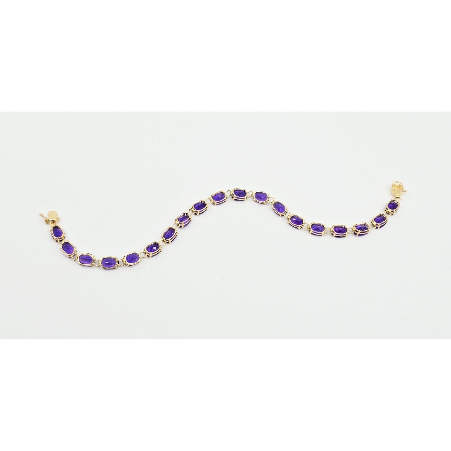 14K Yellow Gold Amethyst Tennis Link Bracelet