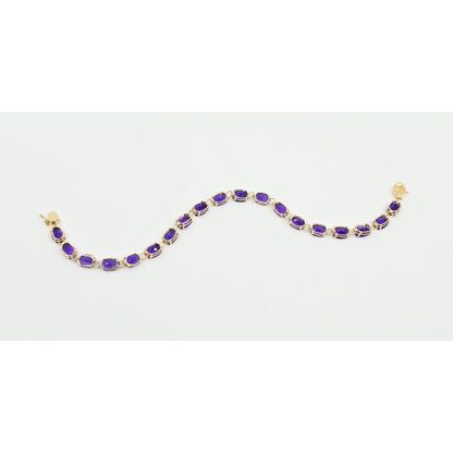 14K Yellow Gold Amethyst Tennis Link Bracelet