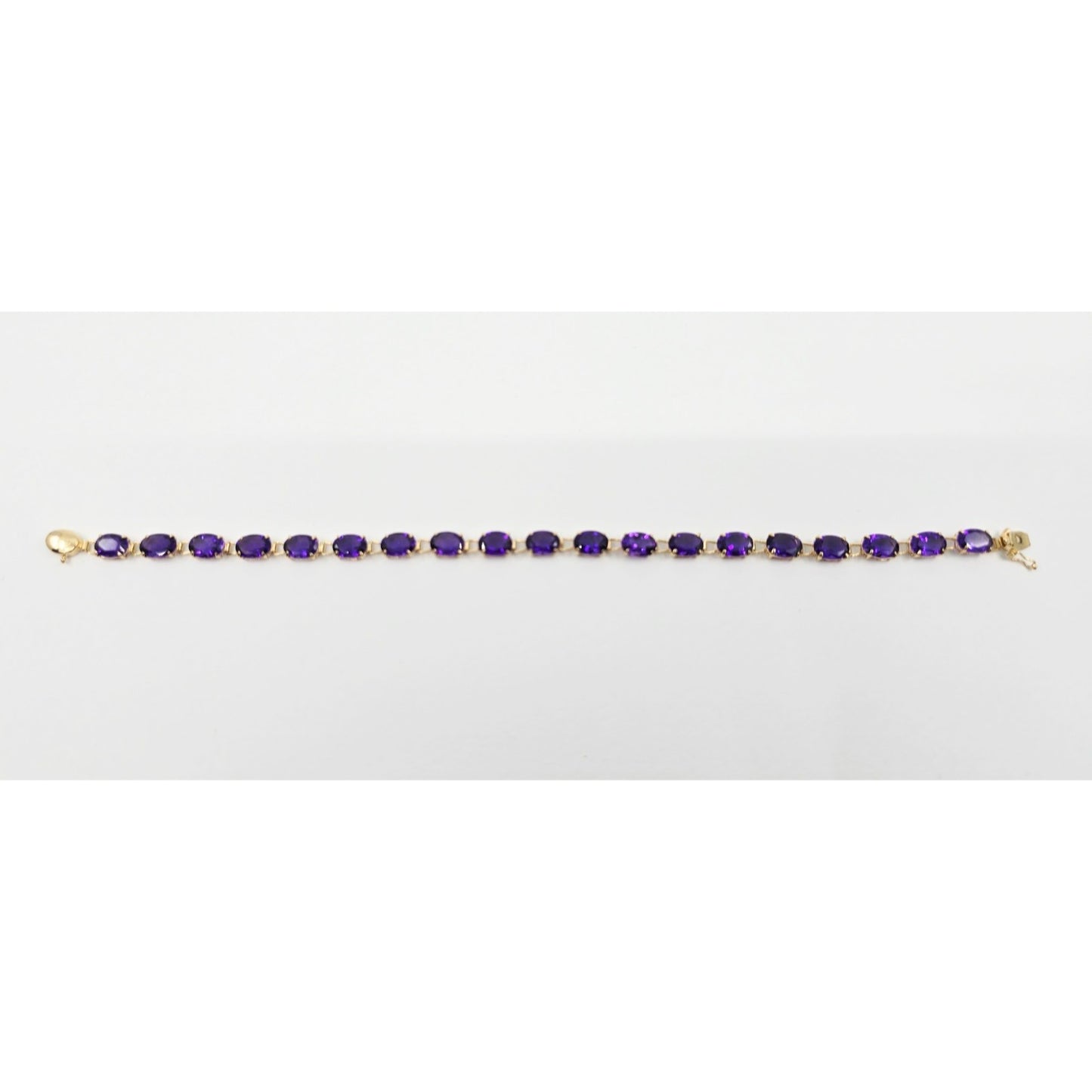 14K Yellow Gold Amethyst Tennis Link Bracelet