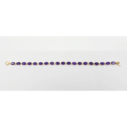 14K Yellow Gold Amethyst Tennis Link Bracelet