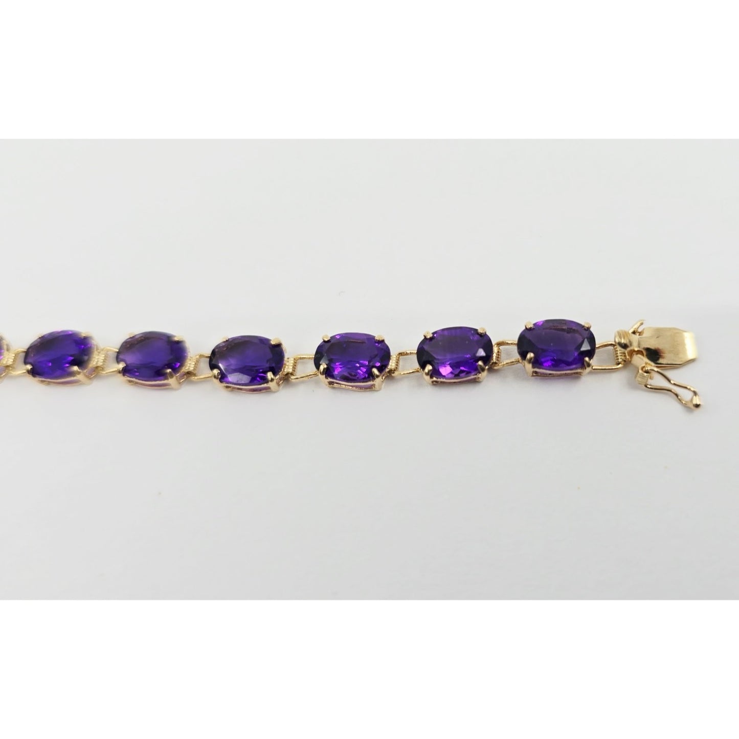 14K Yellow Gold Amethyst Tennis Link Bracelet
