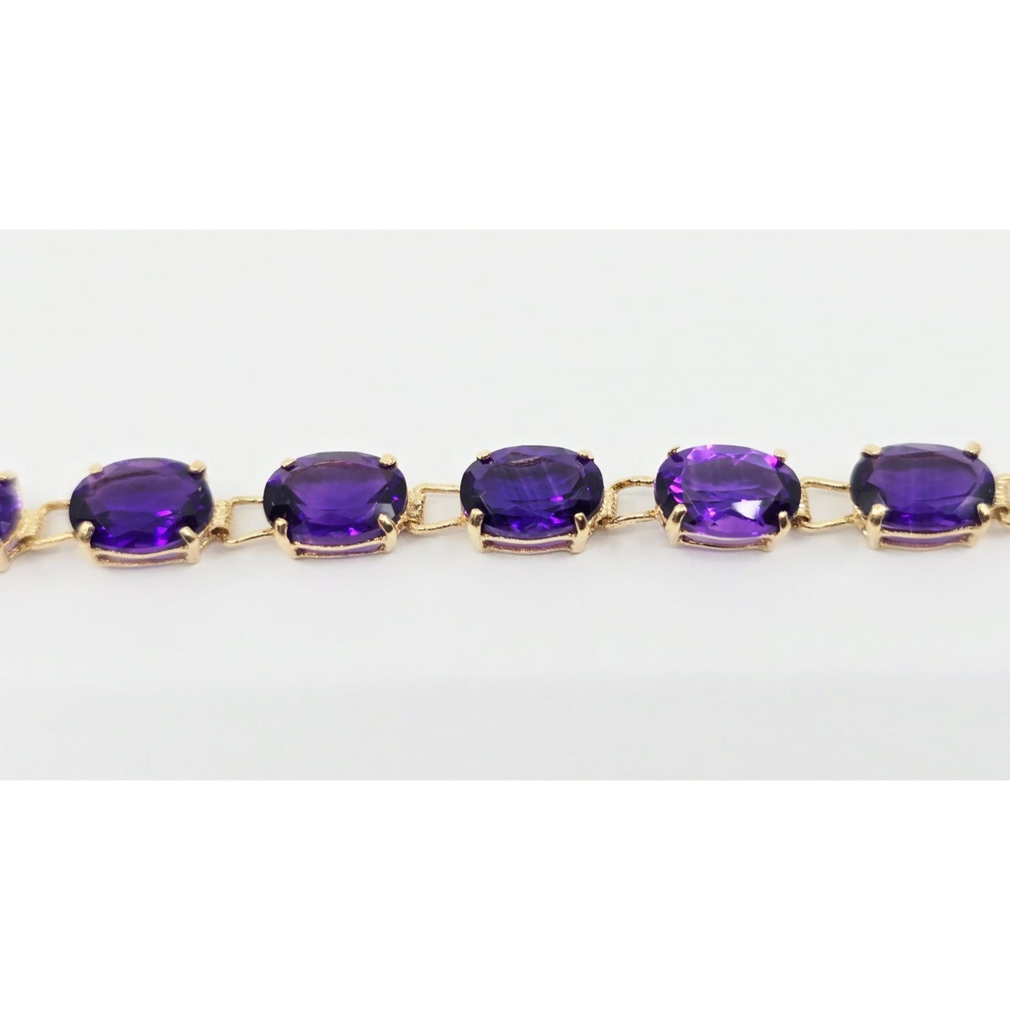 14K Yellow Gold Amethyst Tennis Link Bracelet