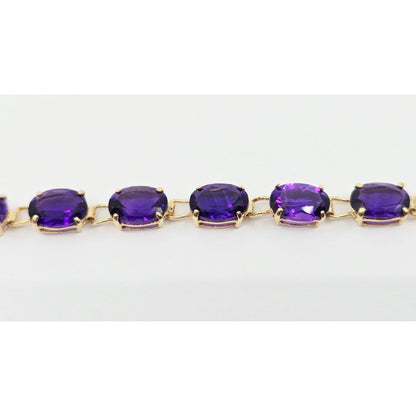 14K Yellow Gold Amethyst Tennis Link Bracelet