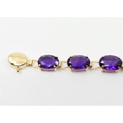 14K Yellow Gold Amethyst Tennis Link Bracelet