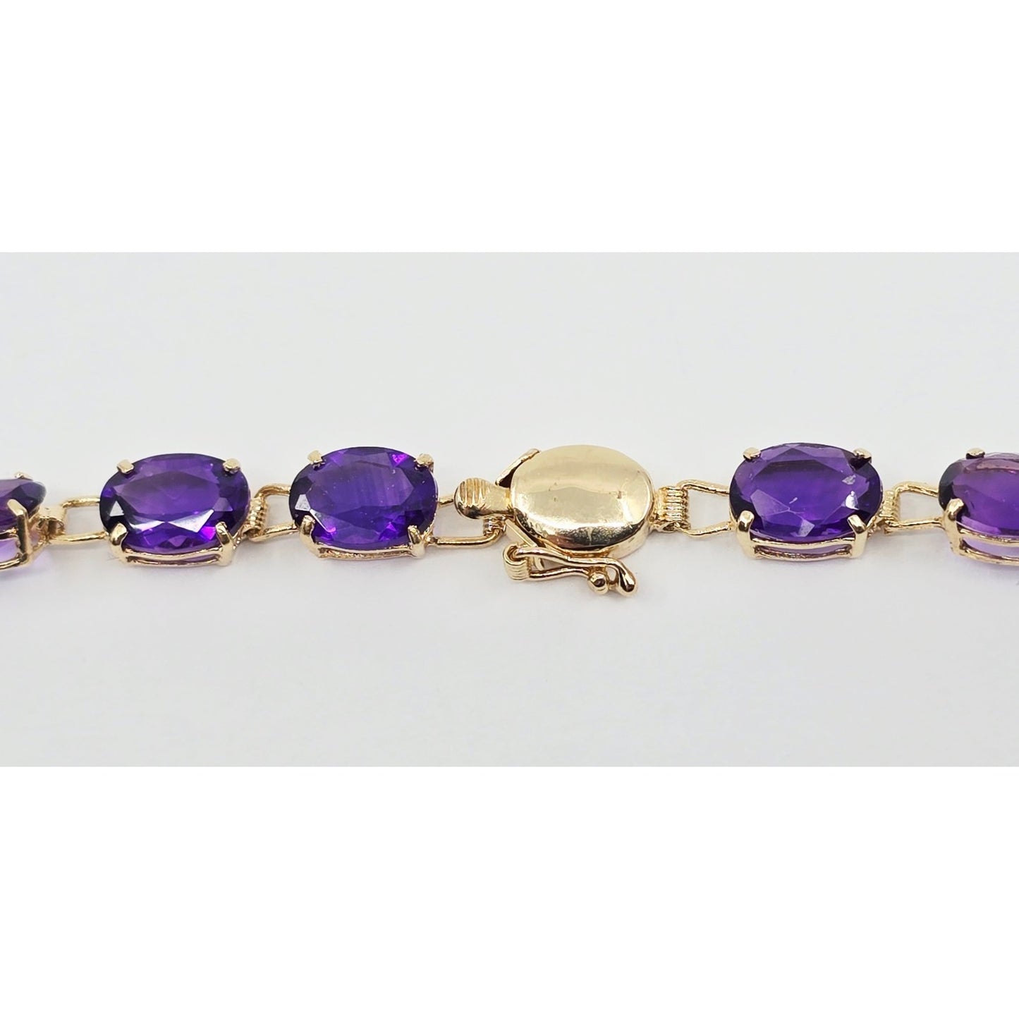 14K Yellow Gold Amethyst Tennis Link Bracelet