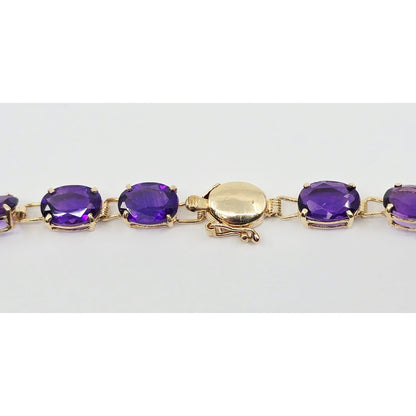 14K Yellow Gold Amethyst Tennis Link Bracelet