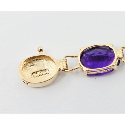 14K Yellow Gold Amethyst Tennis Link Bracelet