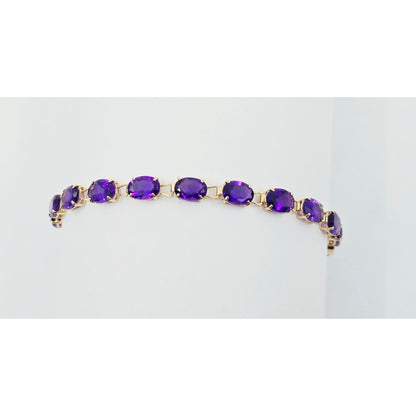 14K Yellow Gold Amethyst Tennis Link Bracelet
