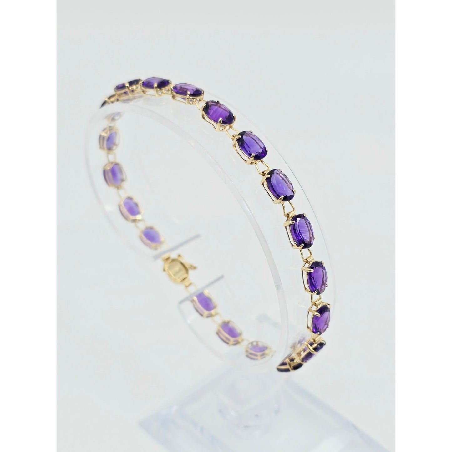 14K Yellow Gold Amethyst Tennis Link Bracelet