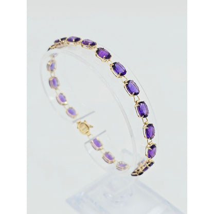 14K Yellow Gold Amethyst Tennis Link Bracelet