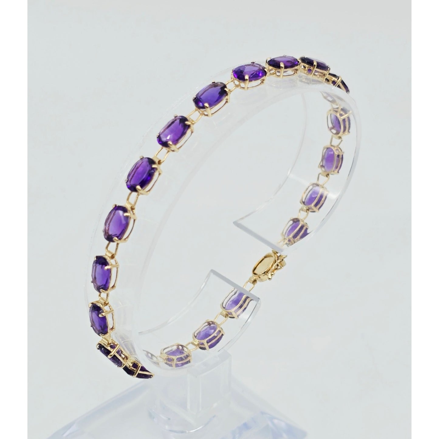 14K Yellow Gold Amethyst Tennis Link Bracelet