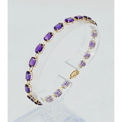 14K Yellow Gold Amethyst Tennis Link Bracelet