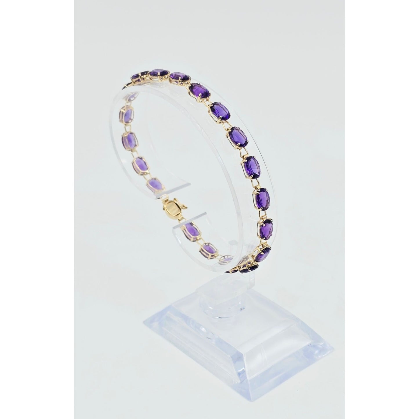 14K Yellow Gold Amethyst Tennis Link Bracelet