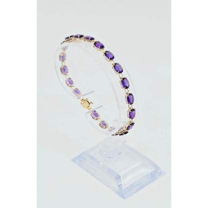 14K Yellow Gold Amethyst Tennis Link Bracelet
