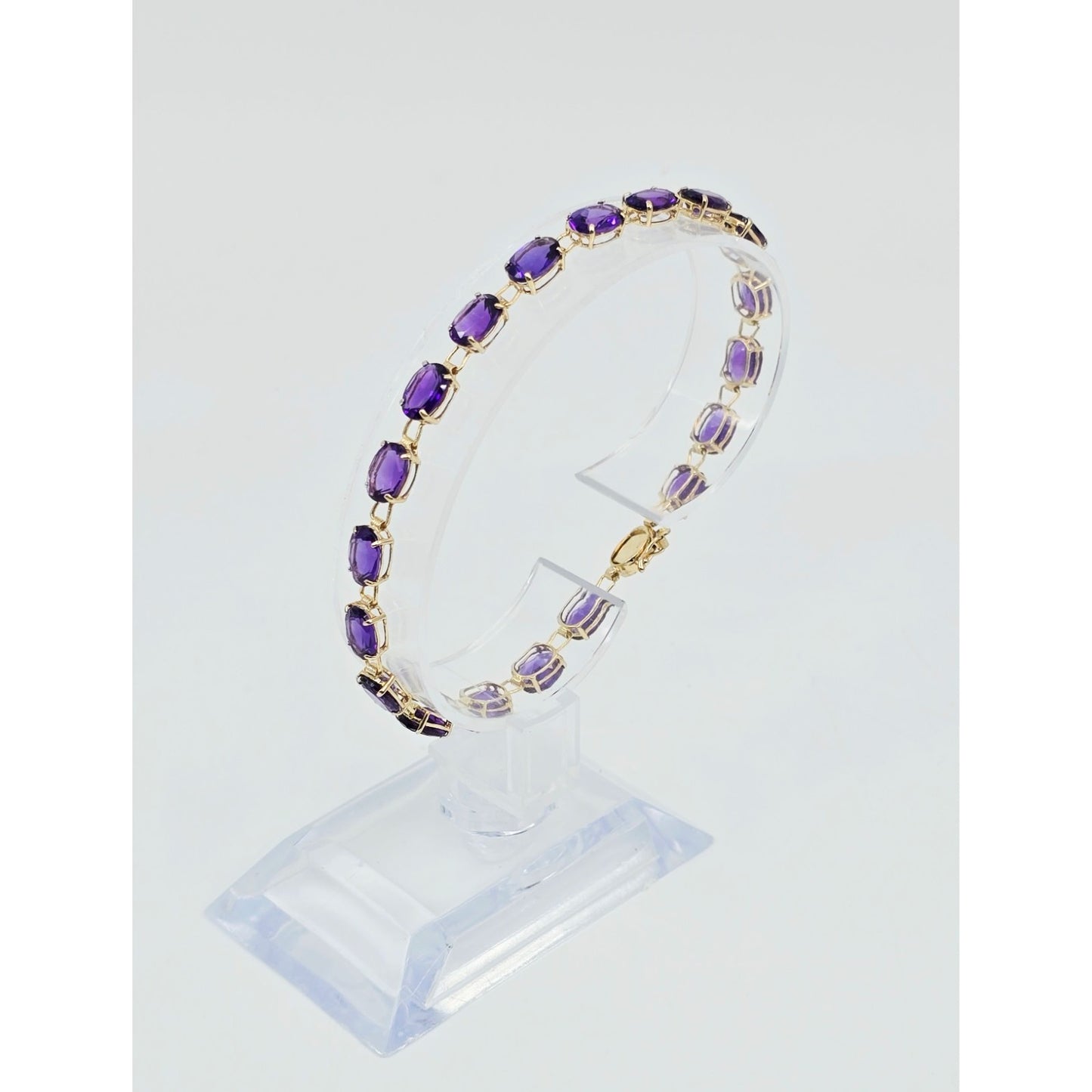 14K Yellow Gold Amethyst Tennis Link Bracelet