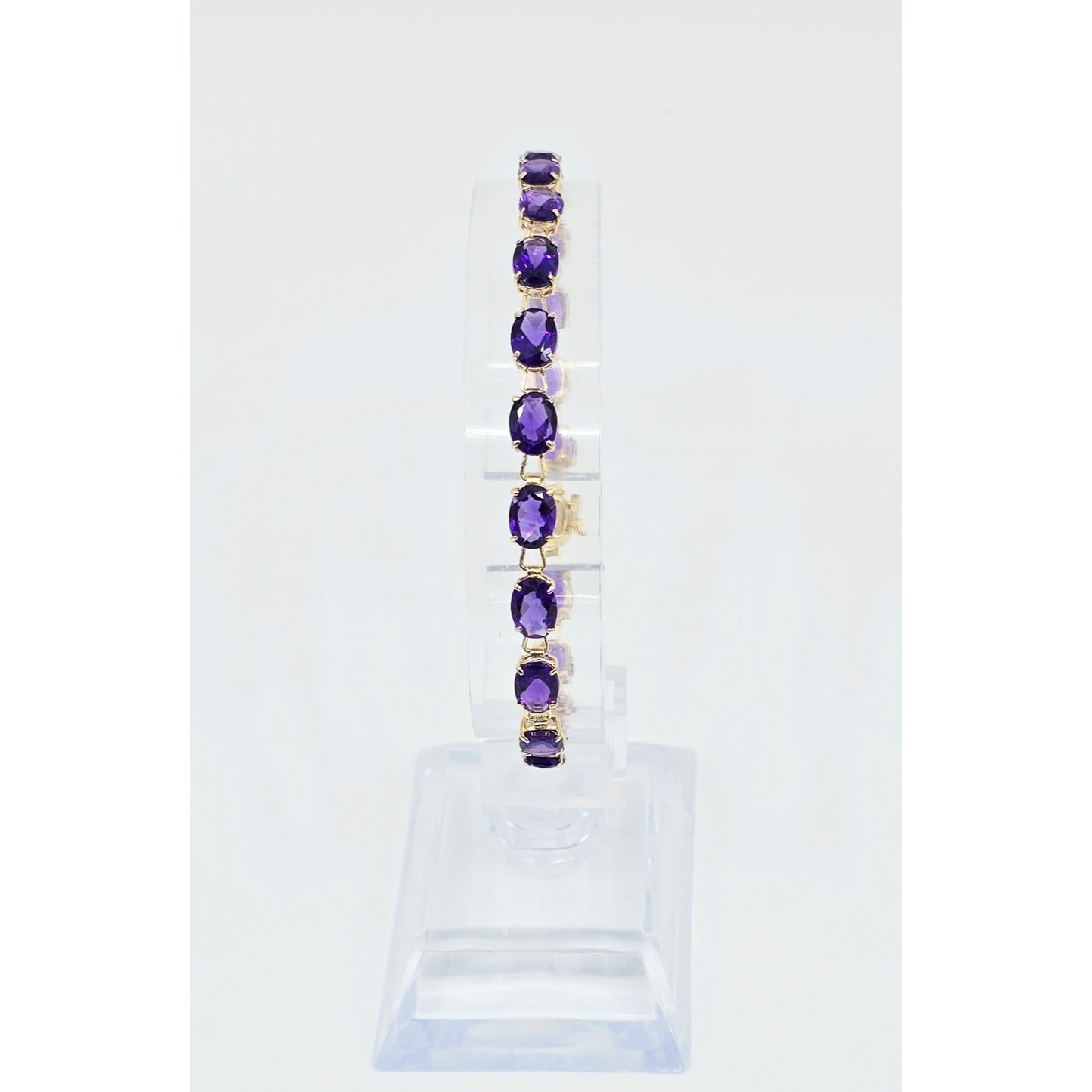 14K Yellow Gold Amethyst Tennis Link Bracelet