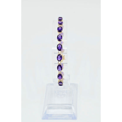 14K Yellow Gold Amethyst Tennis Link Bracelet