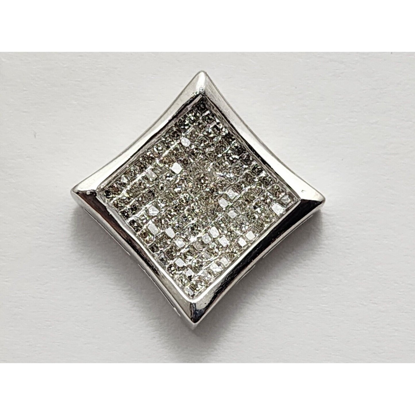 Single 14K White Gold Square Shaped Diamond Stud Earring