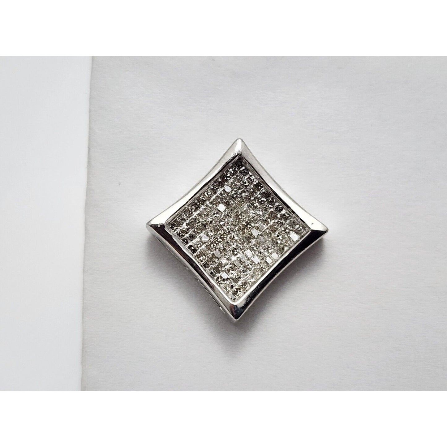 Single 14K White Gold Square Shaped Diamond Stud Earring