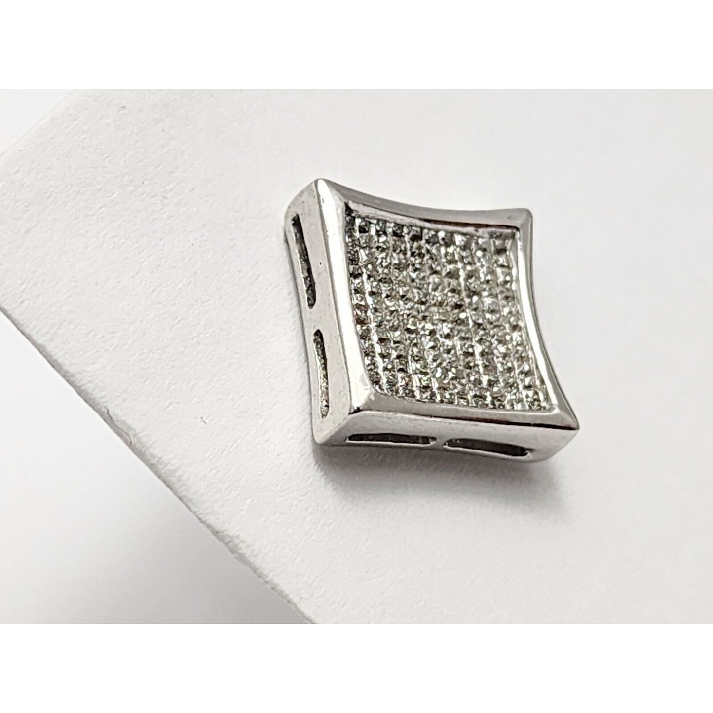 Single 14K White Gold Square Shaped Diamond Stud Earring