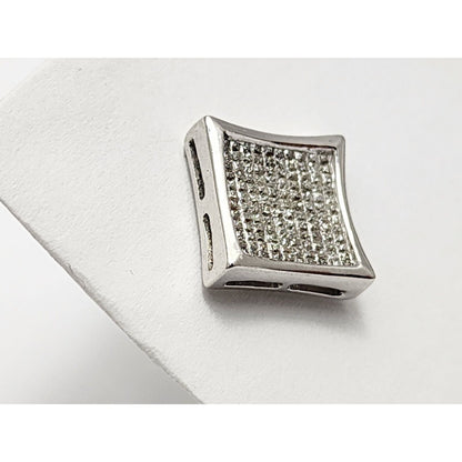 Single 14K White Gold Square Shaped Diamond Stud Earring