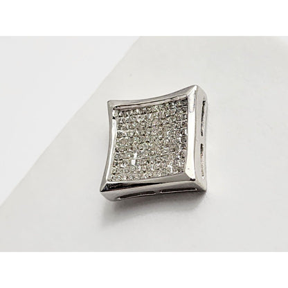 Single 14K White Gold Square Shaped Diamond Stud Earring