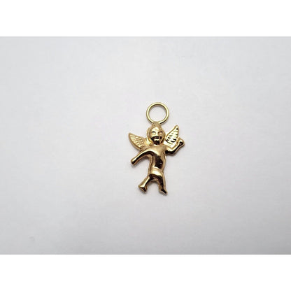 14K Yellow Gold Religious Cupid Angel Charm Pendant