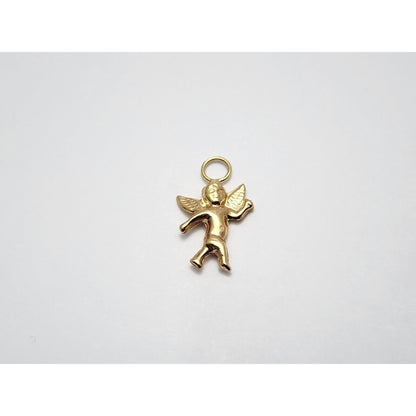 14K Yellow Gold Religious Cupid Angel Charm Pendant