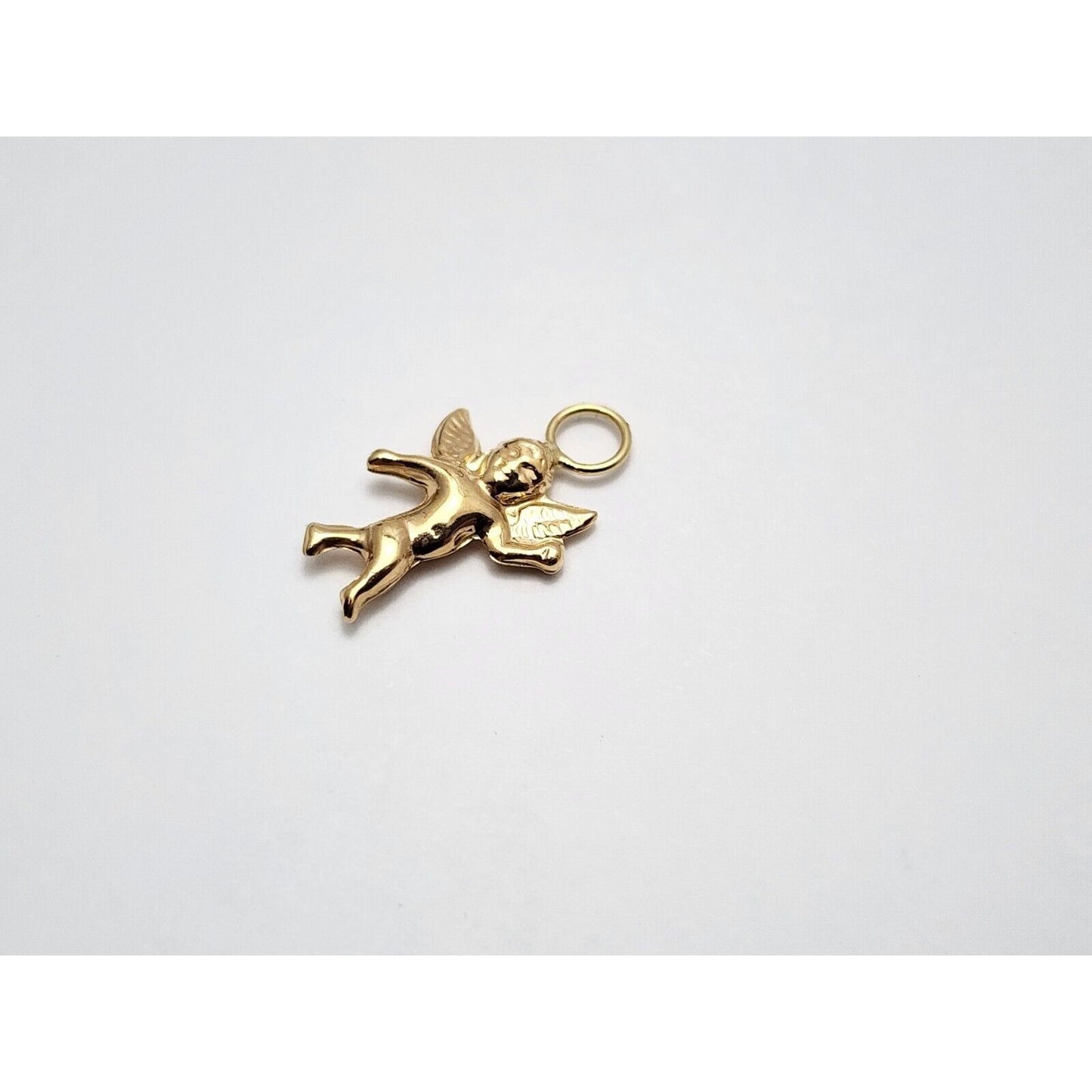 14K Yellow Gold Religious Cupid Angel Charm Pendant