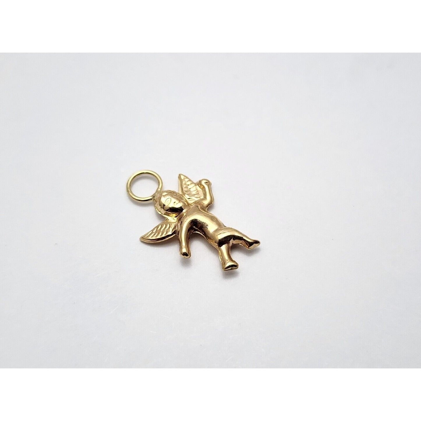 14K Yellow Gold Religious Cupid Angel Charm Pendant