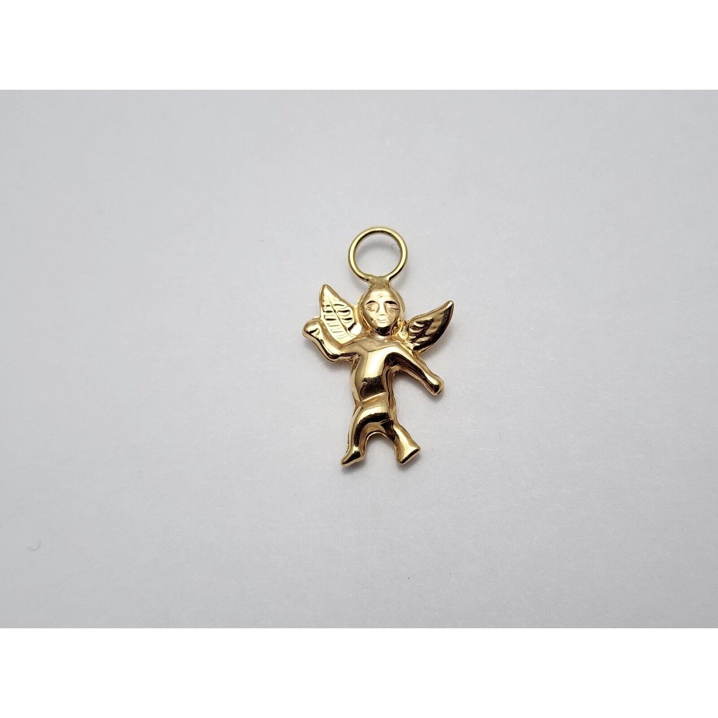 14K Yellow Gold Religious Cupid Angel Charm Pendant