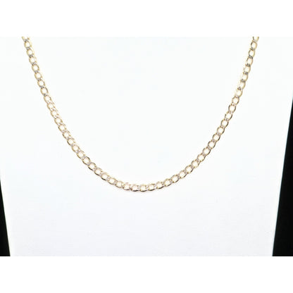 14K Two Tone Gold Diamond Cut Flat Curb Link Chain Necklace