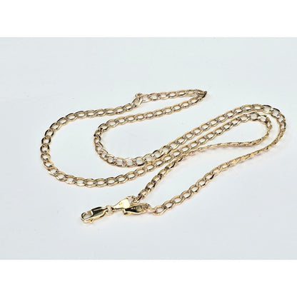 14K Two Tone Gold Diamond Cut Flat Curb Link Chain Necklace