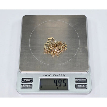 14K Two Tone Gold Diamond Cut Flat Curb Link Chain Necklace