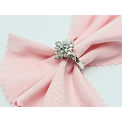 14K White Gold Round Cut Diamond Cluster Ring