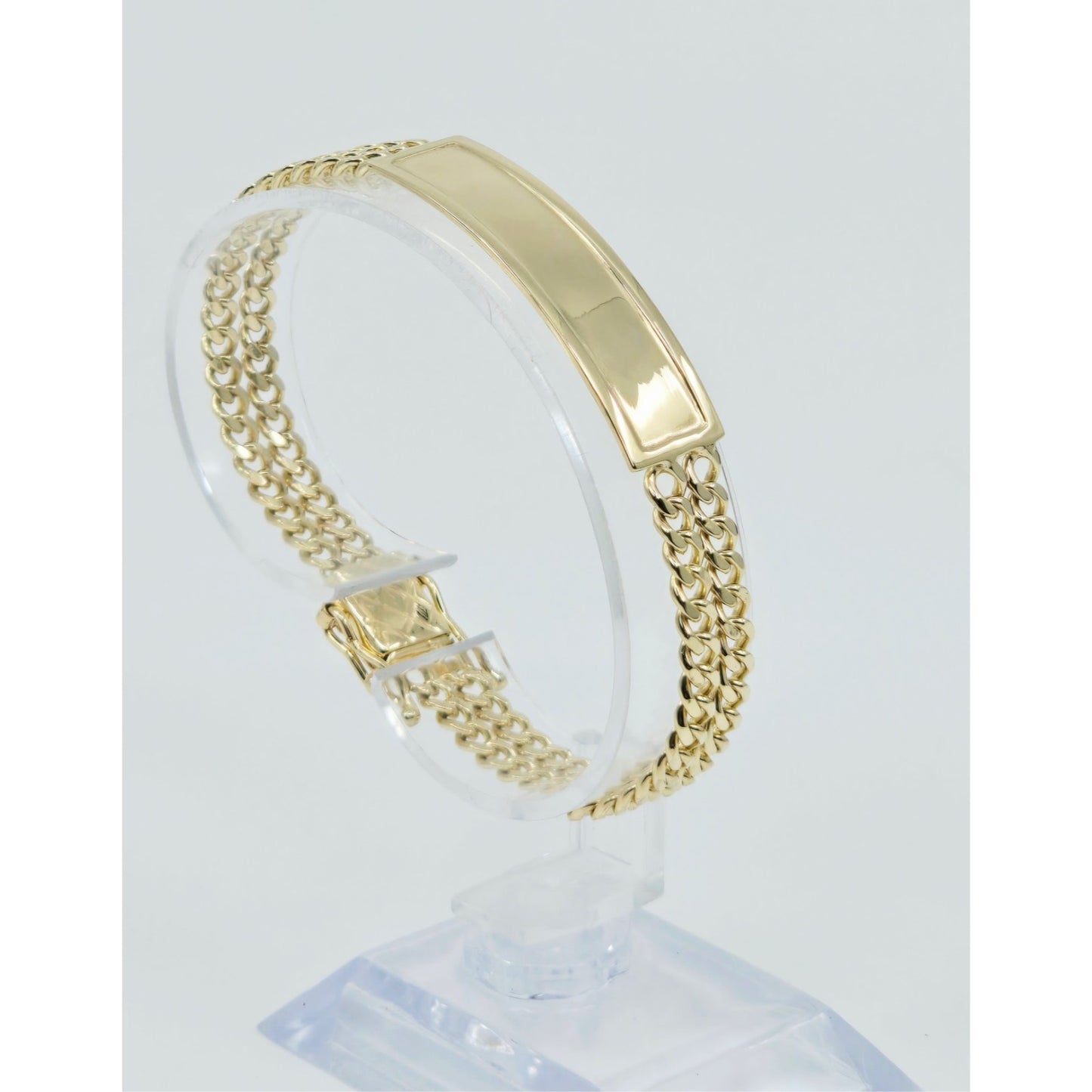 14K Yellow Gold Double Cuban Link ID Bracelet
